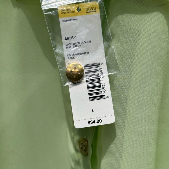 Metaphor Light Yellow Sheer & Lace Blouse Open Back Design Women’s Large NWT - Picture 6 of 16